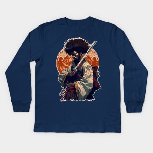 Afro-American Samurai Kids Long Sleeve T-Shirt